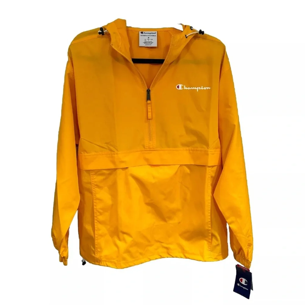CHAMPION Jacket Men Medium Yellow Water Resistant Waterproof Pullover‎